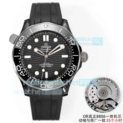 OR Factory Clone Omega Black Dial Ceramic Seamaster 300m Swiss 8806 Watch 